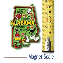 Alabama Colorful State Magnet by Classic Magnets, 2.4" x 3.6", Collectible 3D Rubber Vintage-Style Souvenirs and Gifts Made in The USA