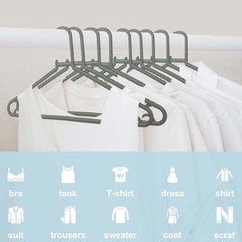 Byomostor Plastic Hangers 50 Pack, Light Weight Durable Clothes Hangers with Hooks Standard Size G-Shape&Non-Slip Coat Hangers for Everyday Use (Grey)