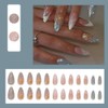 JUSTOTRY 24 Pcs Shell Almond Fake Nails Short,Press on Nails