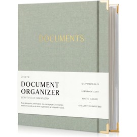 Organizador de Documentos Estético - Carpeta de Lino Resistente de 3 Anillos que Almacena de Forma Segura Todos tus Documentos y Archivos Importantes en un Solo Lugar - Carpeta de Almacenamiento