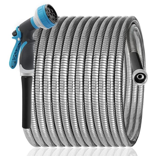 Metal Garden Hose 25ft Upgraded Kink Free and Rust Resistant