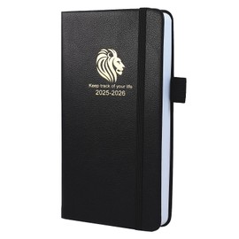 Diary 2025-2026 - 18 Month Mid Year from Jul. 2025 to Dec 2026, A6 Pocket Week to View Diary, Weekly & Month Planner with Leather Cover, Pen Loop, Inner Pocket (Black)