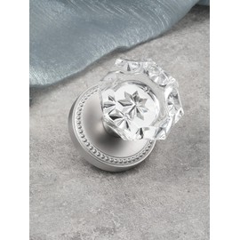 SORWDUERM Satin Nickel Door Knobs Crystal Door Knob Brushed Nickel Passage Door Knobs Glass Silver Interior Door Knob for Hall and Closet 2 Pack