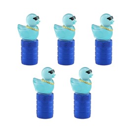 Cute Duck Valve Stem Caps, Tire Valve Caps, Glow in The Dark Hot Rubber Cover (5 Pack) Universal for Car Truck SUV Motorcycle Bicycle Replacement with O Ring Dust-Proof Car Accessories (Blue)