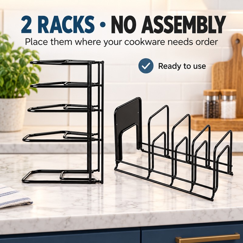 2 Pack Heavy Duty 5 Tier Pot and Pan Organizer