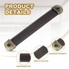 PATIKIL 5.6" Leather Drawer Pulls with Iron Sheet, 6 Pcs