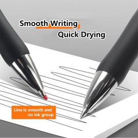 Erianthe Classic Black/Blue/Red Gel Pens,0.5mm Metal Tip Retractable Ballpoint Gel Pen, 12 Black/Blue/Red Ink Pens,Comfortable Grips,Smooth Writing for School,Office,Hospital,Family.