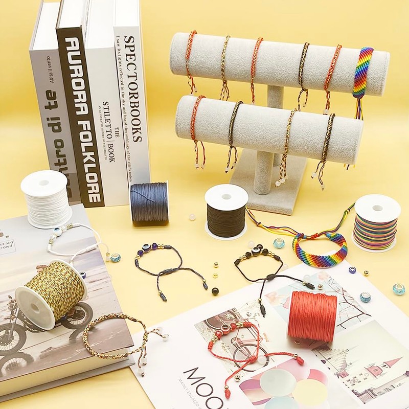 Nylon String for Bracelets, 6 Rolls 270 Yards 0.8 mm