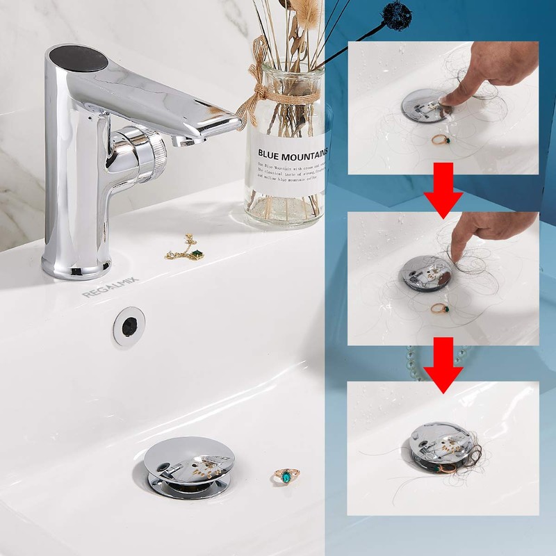 Vessel Sink Drain,Bathroom Pop-up Drain With Detachable Basket Stopper, Anti-Explosion