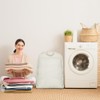 3 Pcs Breathable Canvas Laundry Drawstring Bags with Carrying Handles,