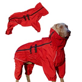 Small Medium Large Dog Raincoat, Waterproof Dogs Rain Jacket, Puppy Side Zipper Reflective Strip Leash Holes Elastic Raincoats