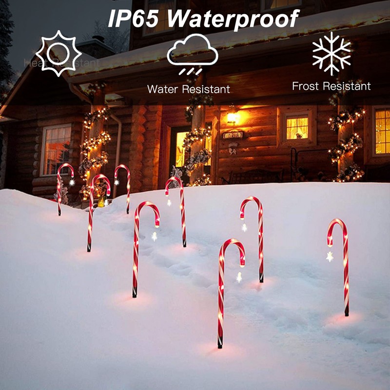 Christmas Candy Cane Light 1 for 8 Solar Candy Cane