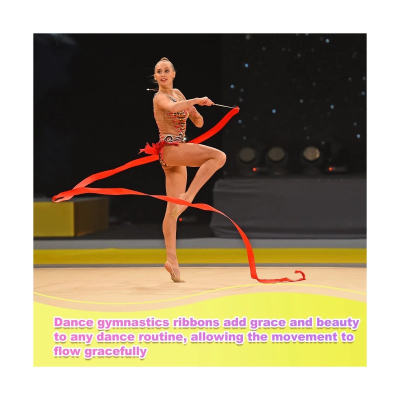 Yilloog Ribbon Dancing Wands Party Favors, 78.7 Inch Gymnastics Ribbon