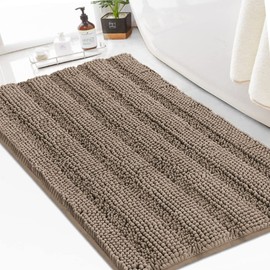 Turquoize Chenille Bath Rugs Shaggy Bathroom Rugs Non Slip Bath Mat for Bathroom 24 x 36 Taupe Brown Bath Rug for Bathroom Extra Soft and Absorbent Area Rug, 24"x 36", Taupe Brown