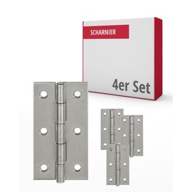 Gedotec Screw-on hinge made of stainless steel V2A, set of 4 furniture hinges, rectangular design, DIN 7954 A, with hardened pin, length: 60 mm, width: 34 mm, for screwing, flap hinge