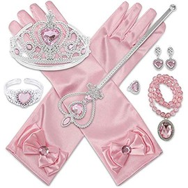 Bethany Home Princess Accessories, Children's Costume, Toy, Luxury 9-piece Set, Costume Accessories, DIY Handmade, For Kids, Princesses, Glitter, Heart Tiara, Magic Stick, Gloves, Necklace, Earrings, Recitals, Weddings, Celebrations, Everyday Use, Prince