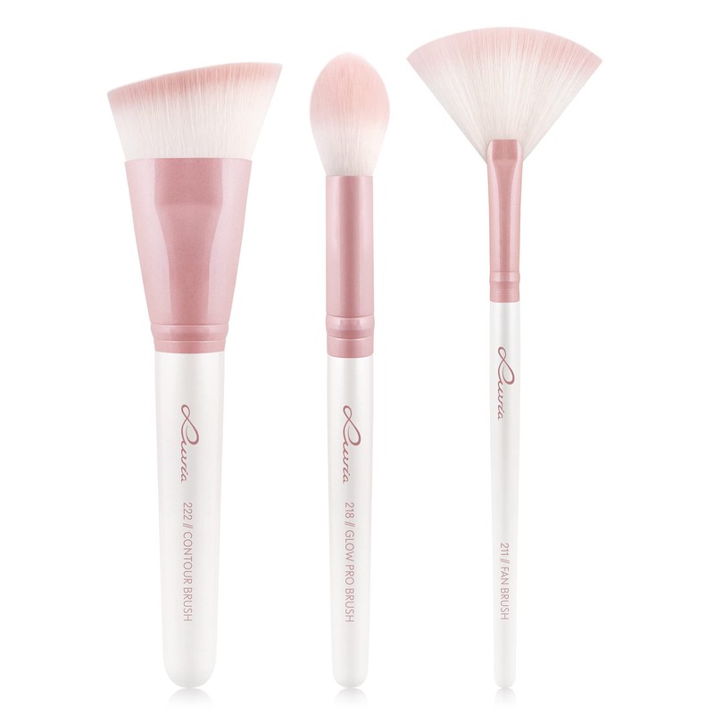 Highlight & Contour Luvia Brush Set, 3 Cosmetic Brushes in