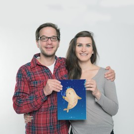 Mr. & Mrs. Panda Poster DIN A5 Zodiac Sign Aquarius - Gift, Picture, Birthday January, Astrology, Gift February, Horoscope, Zodiac Signs, Birthday February, Ascendent, Sea Gift