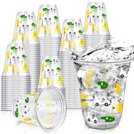 Qinyoung 50 Pcs Masters Golf Ball Party Supplies Bulk Clear Plastic Cups 12oz Disposable Let's Par-tee for Home Sports Golf Themed Birthday Bachelor Party Supplies Favors (Yellow,Green,White)