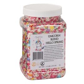 UNICORN BLEND HELLO SPRING-Gluten-free,Egg Free,Nuts Free,Kosher,Sprinkle Medley Mix,For Baking,Decorating,Cookies,Cupcakes,Cakes,Topping,Jimmies,Large,Bulk Candy,Sugar Shapes