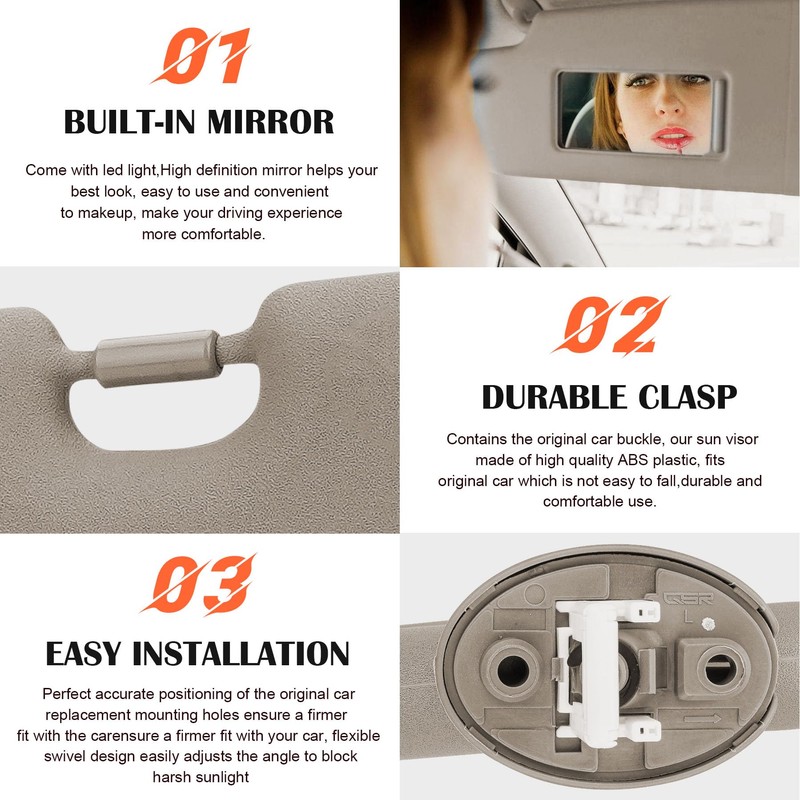Beige Driver Left Side Sun Visor Replacement Compatible with 2008