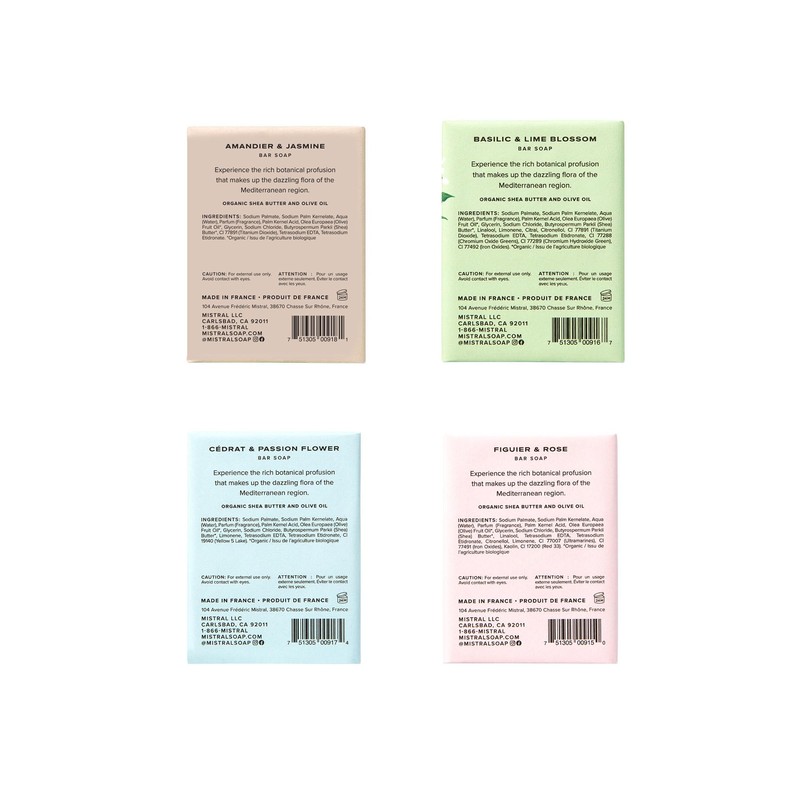 Mistral Luxury French Soap, 4 x 4.4 Oz Bath Soap