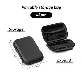 2 Pieces Headphone Storage Bag, Headphone Carrying Case, Eva Storage Box, Mini Storage Box, Hard Storage Box (Black)