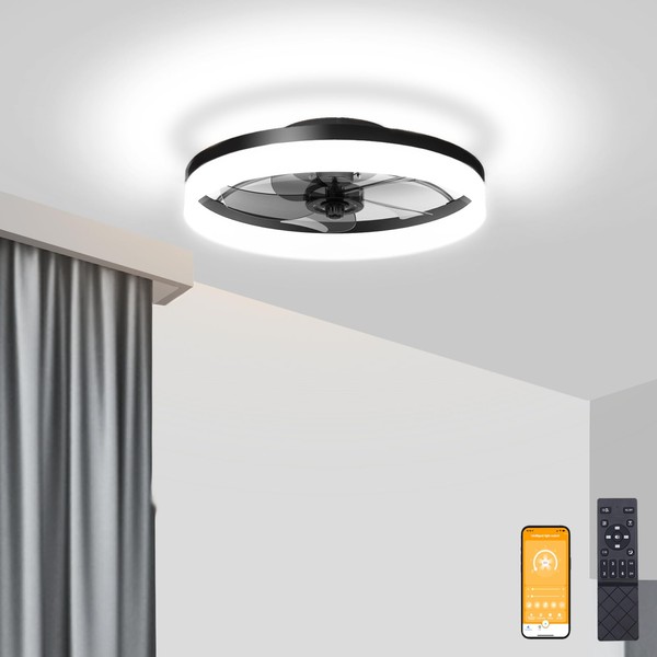 VOLISUN Low Profile Ceiling Fans with Lights and Remote, Fandelier