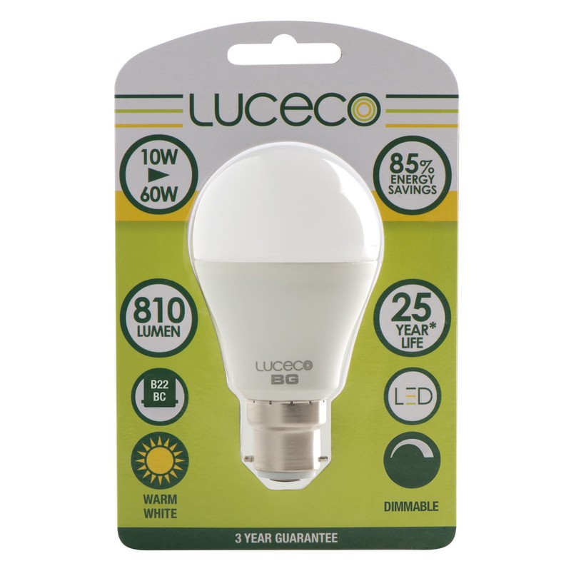 Luceco A60 B22 10 W LED 2700 k 810 lm