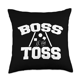 Boss of the toss Funny Cornhole Quote, Bean bag toss sport Throw Pillow