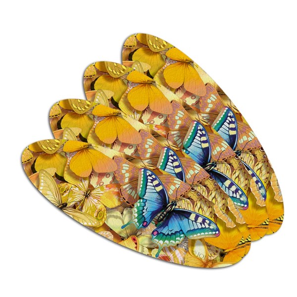 Be Unique Blue Gold Butterflies Double-Sided Oval Nail File Emery