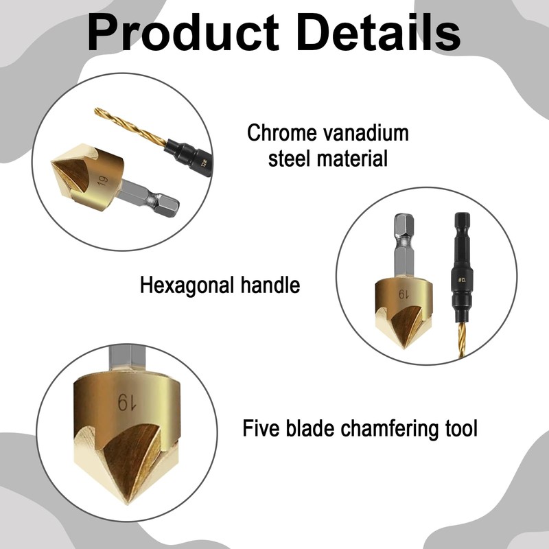 12PCS Countersink Drill Bit Set, Countersink Bits, Counter Sink Drill