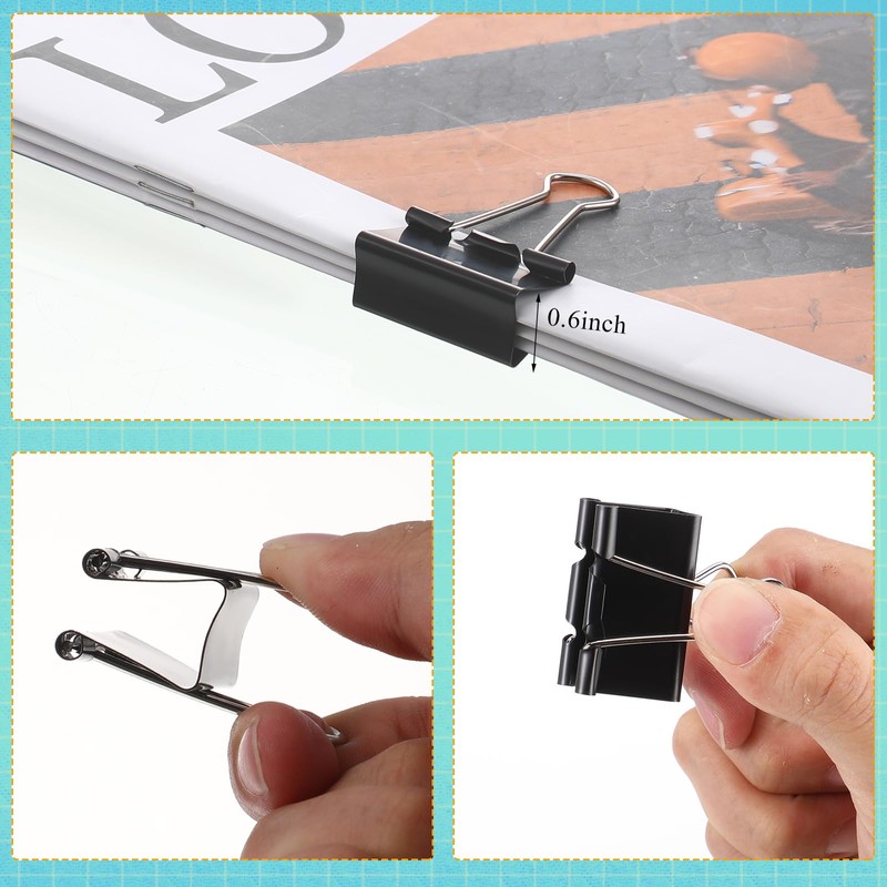 Jetec 500 Pieces Binder Clips Medium Paper Clamps Metal Paper