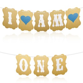 GLADFRESIT One Birthday Banner, First Birthday Banners 1st Birthday Bunting Gifts Decoration for Baby Boy Girl Anniversary Party Decor Blue