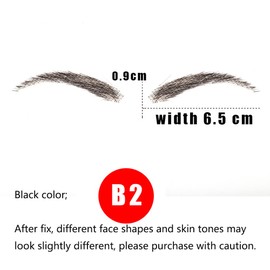 False Eyebrows, HiDoLa 100% Human Hair Artificial Real Hair Handmade Crochet False Eyebrows Invisible Realistic Natural Fake Eyebrows(MMB2-1B)