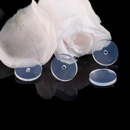 0.28 Inch Silicone Earring Backs Stoppers for Piercings, Clear Discs, 7mm, Non-Pull Stabilizer Pads for Healing Earlobe Support Patches (100 pcs)