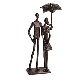 Danya B Loving Couple Under Umbrella Bronze Sculpture - Modern and Elegant Design – Metal Art - Contemporary Home and Office Décor – Modern Tabletop Décor