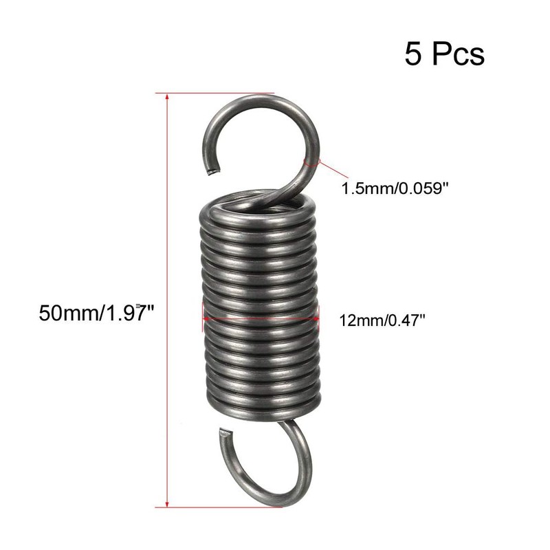 TOP-VIGOR 5Pcs Extension Compressed Spring, 1.5mm Wire Dia, 12mm OD,