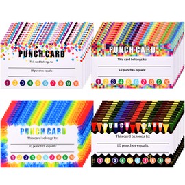 320 Pieces Punch Cards, Incentive Loyalty Reward Card Student Awards Loyalty Cards for Business, Classroom, Kids Behavior, Students, Teachers, 3.5 x 2 Inch, 4 Styles()