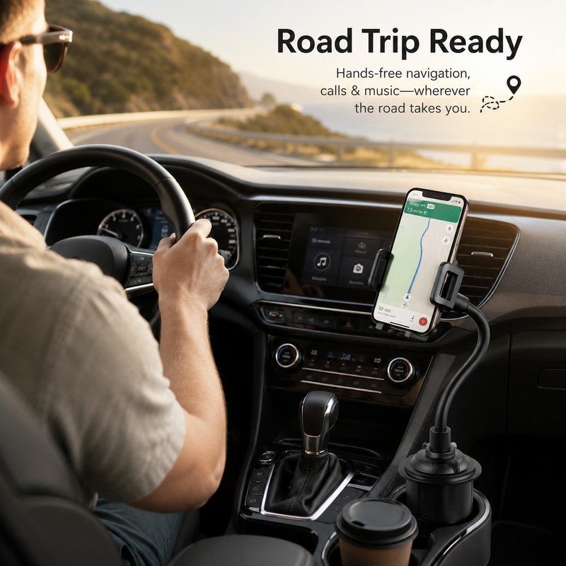 Car Cup Holder Phone Mount for Hands-Free Viewing – Adjustable
