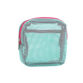 FFWTPY Cosmetic Bags for Women Grid Transparent Cosmetic Bag Small Makeup Bag with Metal Zip for Travel, Green