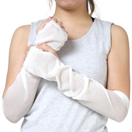 Foot is Happy Arm Cover, Silk, UV Protection, UV Protection, Sunburn, Cooling Protection, Thin, Thin, Made in Japan, Women's, Silky white/1 set of arms