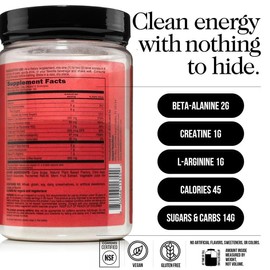 NAKED Cherry Lime Energy - Clean Pre Workout Supplement for Men and Women, NSF Certified, Vegan Friendly, No Added Sweeteners, Colors Or Flavors - 30 