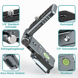 Leaplumin ABC Foldable DSLR Camera L Mount Lightweight Camera L Mount Vertical Horizontal Diverter Tripod Quick Release Plate Compatible with Canon, Nikon, Sony, DJI Osmo, Ronin