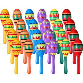 Hungdao 48 Pcs Mini Mexican Fiesta Wooden Maracas Bulk Wood Maracas for Kids Noisemaker for Fiesta Party Favors Cinco De Mayo Party Supplies Decor Taco Tuesday Event Luau Games (Classic Style)
