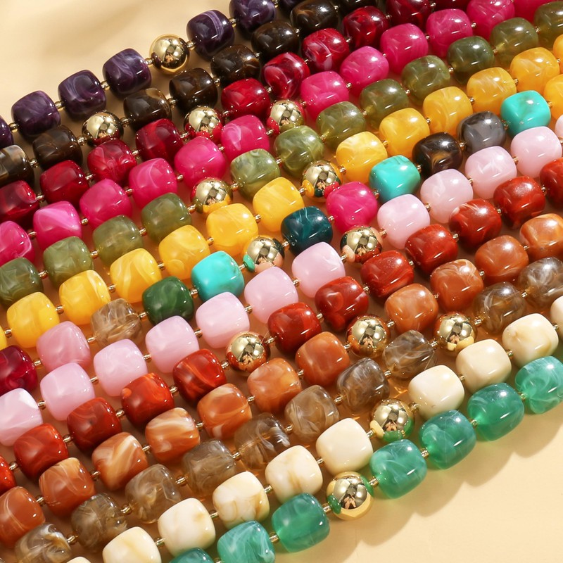 BREPINE Deep Red Chunky Necklaces for Women Multicolored Large Square