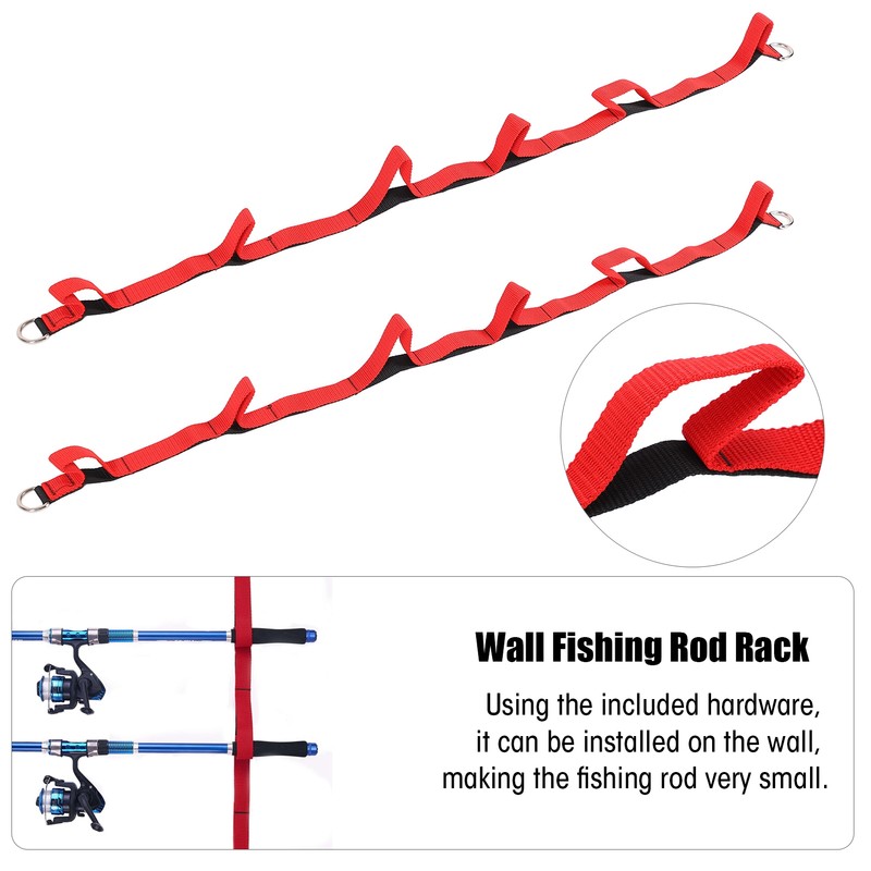 Wall Ceiling Fishing Rod Rack Strap Webbing Fishing Pole Overhead