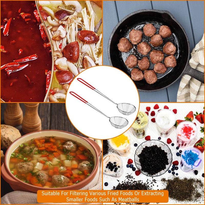 8 Pieces Stainless Steel Spider Strainer Spoon Small Wire Skimmer