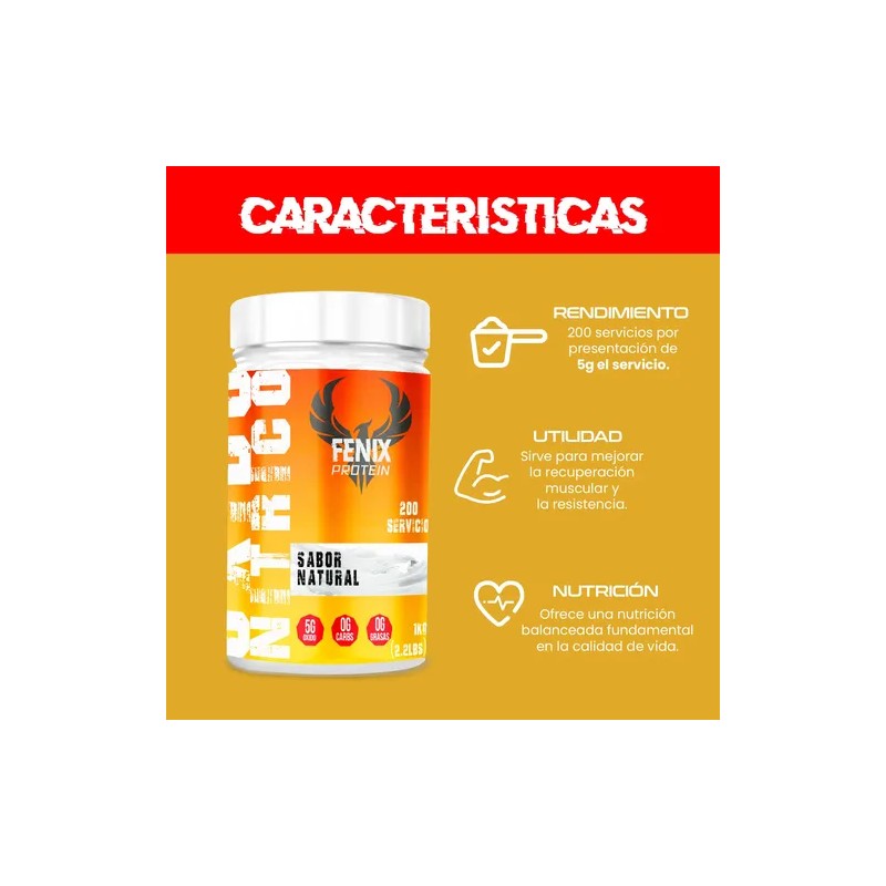 Óxido Nítrico 1kg Pre Entreno Fenix Protein 200 Servicios
