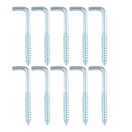 WELWIK 10pcs Screw Hook L-Shaped Hook Carbon Steel Self-Tapping Right Angle Hook 67x20mm Wall Mounted Straight Hanger Screw in Pegs